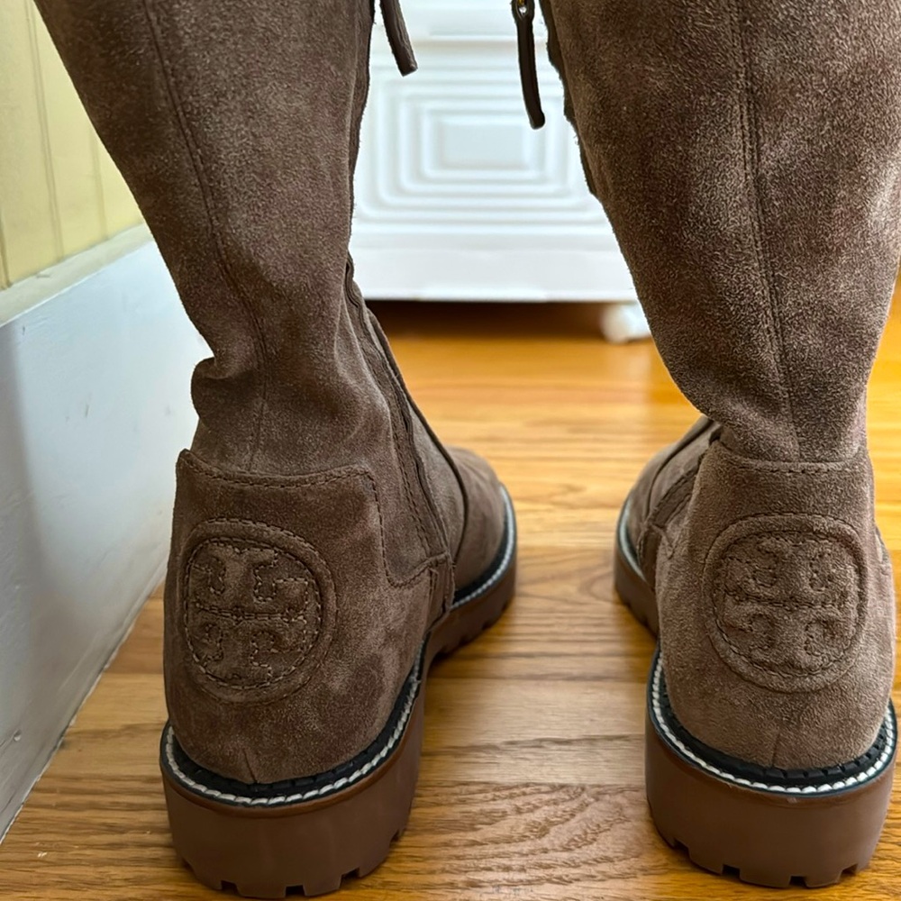Tory Burch Miller Lug Sole Over The Knee River Rock Suede Boot Women's Size 6.5M